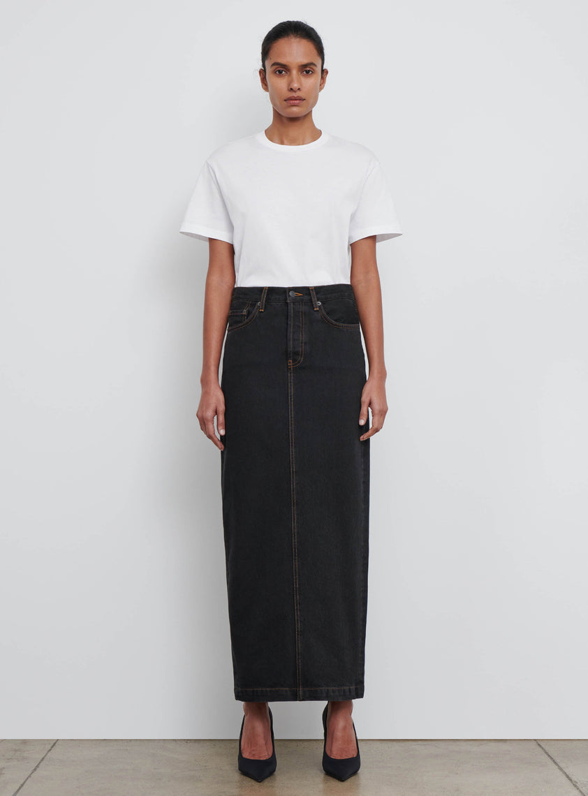 Denim Column Skirt